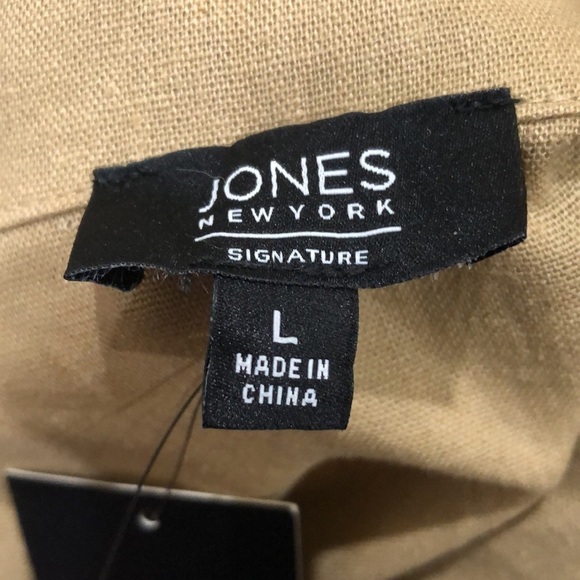 NWT Jones New York Blouse Size Large Tan Linen Blend - Picture 6 of 10
